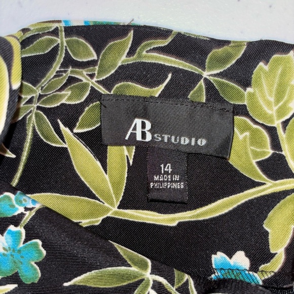 AB Studio Black Dress with Blue Floral Design - Picture 2 of 8